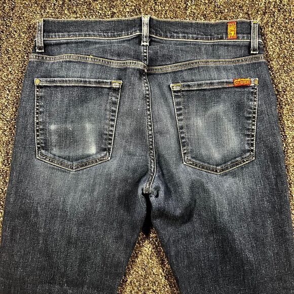 7 For All Mankind Standard Jeans Men’s Size 33 Dark Wash Stretch Denim - Picture 1 of 6